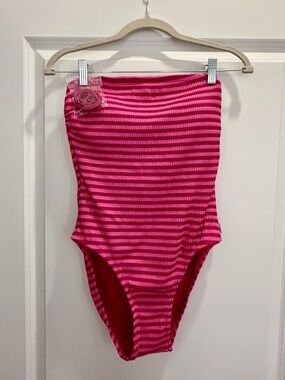 Michael Kors Hot Pink and Bright Pink Striped Swimwear